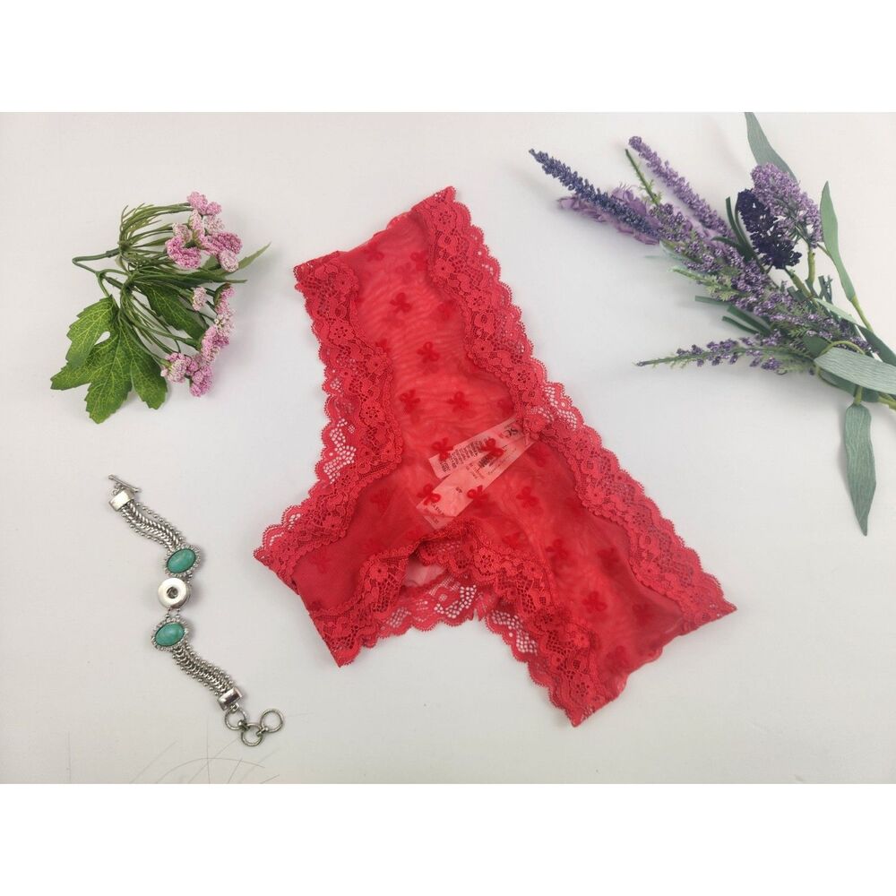 SMALL {Victoria's Secret} Red {Bows} Cheeky Panty
